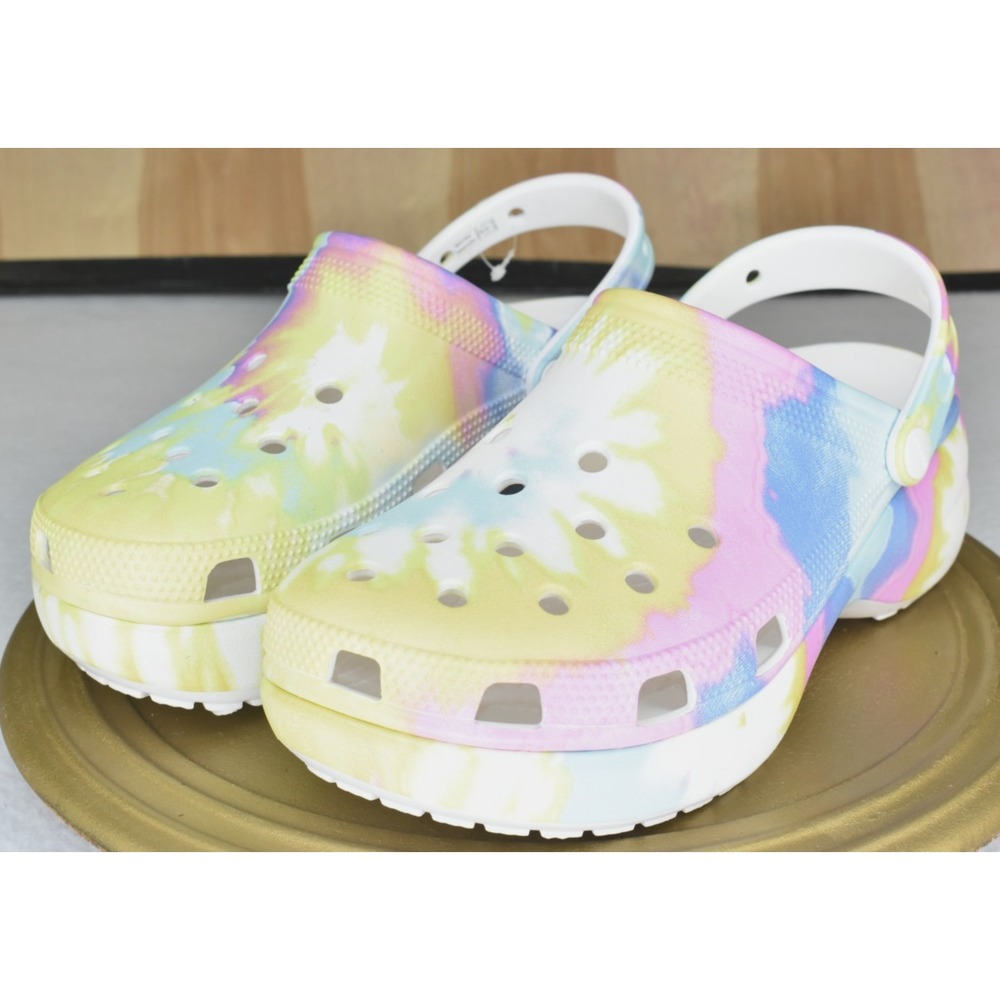 Crocs Platform Classic Women Clogs Size 11 Tie Dye Graphic Multicolor Comfort